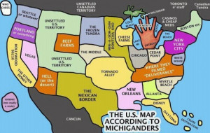 Parody map of the US according to Michiganders