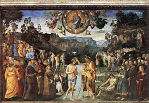 879x612 - Sistine Chapel, Vatican, Pietro Perugino fresco, Baptism of ...
