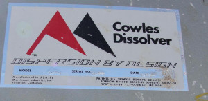 ... 10 hp Cowles disperser, Air over Oil lift, variable speed drive