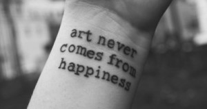 art, b&w, black and white, happiness, quote, tattoo, tattooed, text