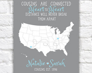 Cousin Gift, Christmas Gift for Lon g Distance Family, Cousins Quote ...