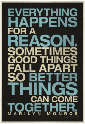 Everything Happens For a Reason Marilyn Monroe Quote Poster