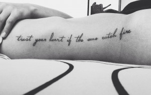 “ trust your heart if the seas catch fire ”, part of the quote ...