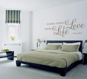 Where there is love there is life quote above bed wall art decal vinyl ...
