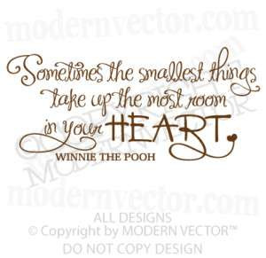 WINNIE THE POOH Vinyl Wall Quote Decal SMALLEST THINGS