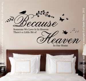 Because Someone we love is in Heaven Quote Vinyl Wall Art Sticker ...