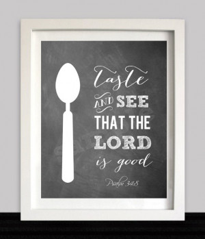 KITCHEN WALL ART Bible verse Chalkboard Taste and See that the Lord is ...