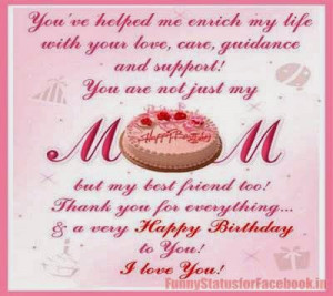 Happy Birthday MOM Facebook Status Messages,Quotes Wishes and Sayings ...