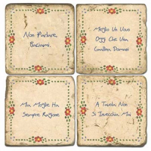 Italian Quotes 4-Pack Marble Coasters Set