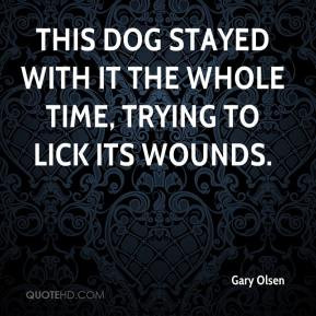 ... - This dog stayed with it the whole time, trying to lick its wounds