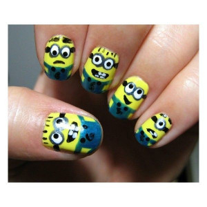 My Nails / Minion Nails found on Polyvore