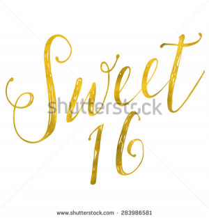 Sweet 16 Birthday Gold Faux Foil Metallic Glitter Inspirational Quote ...