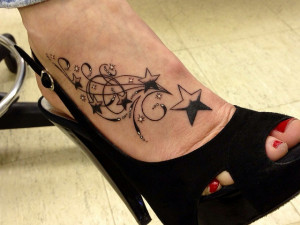 Swirly Stars Foot Tattoo