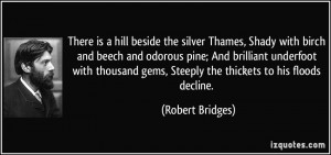 ... gems, Steeply the thickets to his floods decline. - Robert Bridges