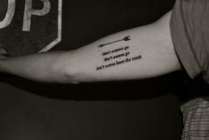 Arrow Tattoo With Quotes On Biceps