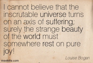 ... the strange beauty of the world must somewhere rest on pure joy
