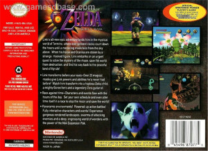 Box back cover for Legend of Zelda: Majora's Mask on the Nintendo N64.