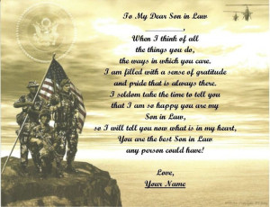 GiftFathers Day Gift Son In Law Personalized Poem Army. Son In Law Day ...