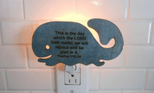 Inspirational Whale Night Light // Scripture Verse engraved on wooden ...
