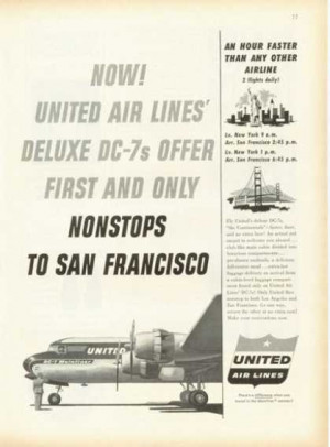 United Airlines Dc-7 Mainliner Plane (1955)