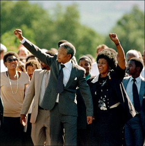 When Mandela finally appeared on the balcony a huge roar went up. He ...