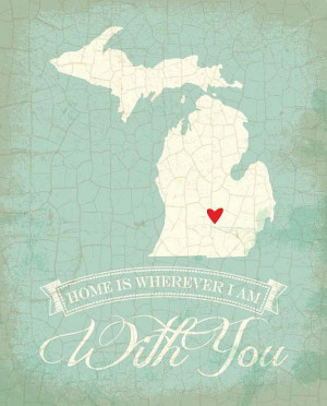 So stinking cute ~ Michigan map art state poster 8 x 10 Typographic by ...