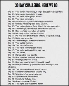 30 day writing challenge - full of writing prompts/ideas. I'm doing ...