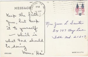 Madalyn Murray O'Hair note. (Click to enlarge.)