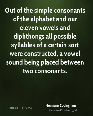 Out of the simple consonants of the alphabet and our eleven vowels and ...