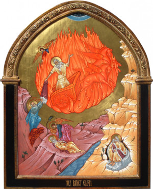 Prophet Elijah taken to Heaven in a Fiery Chariot
