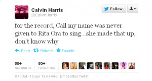 Calvin Harris exposes Rita Ora on Twitter