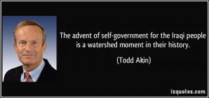 The advent of self-government for the Iraqi people is a watershed ...