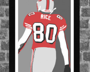San Francisco 49ers Jerry Rice Port rait Sports Print Art 11x17 ...