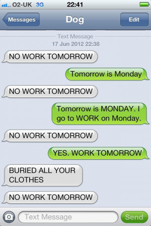 Categories » Text From The Dog » No work tomorrow