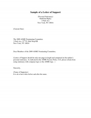 personal financial support letter sample