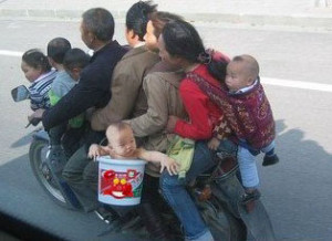 Families with Babies Riding on Motorcycles-China,India etc