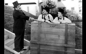 Laurel and Hardy, with Billy Gilbert, in the Oscar-winning 1932 short ...