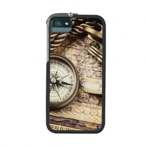 Vintage compass map sextant ship nautical cover for iPhone 5