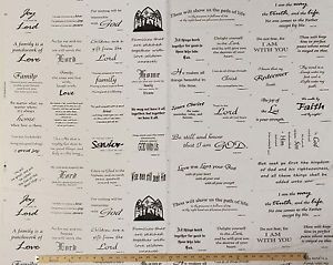 ... Wise Sayings Quilting Blocks Cotton Fabric Panel -Off White D685.01