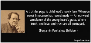 truthful page is childhood's lovely face, Whereon sweet Innocence ...