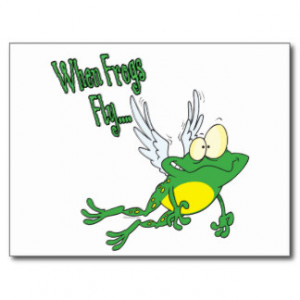 when frogs fly funny flying froggy cartoon post cards