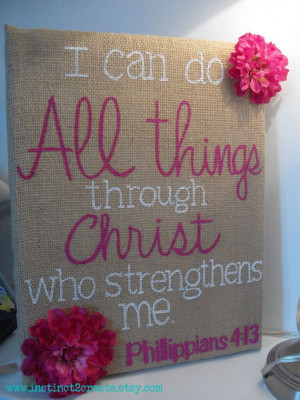 CUSTOM Burlap canvas Bible verse/quote wall by Instinct2create. I will ...