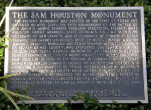 Sam Houston Monument Historical Marker