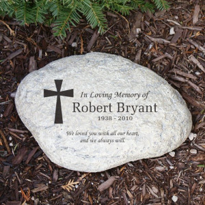 Personalized Memorial Garden Stone Engraved Cross In Loving Memory ...