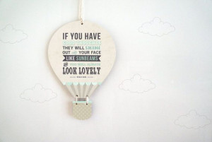 Hanging Hot Air Balloon Decor - Roald Dahl Quotes