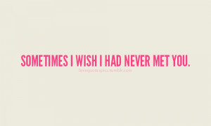 Love Quotes Pics • Sometimes I wish I had never met you.