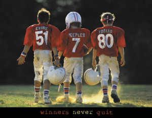 Winners Never Quit Football Motivational Poster Print - 28x22