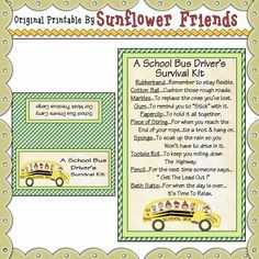bus driver appreciation | School Bus Driver Survival Kit [Sunflower ...