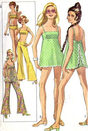 1960s Bathing Suits and Hip Hugger Pants Vintage Sewing Pattern ...
