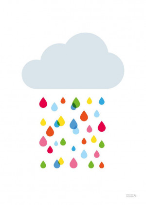 Multicoloured Rain Cloud Print | Kids Multicoloured Rain Cloud Poster ...